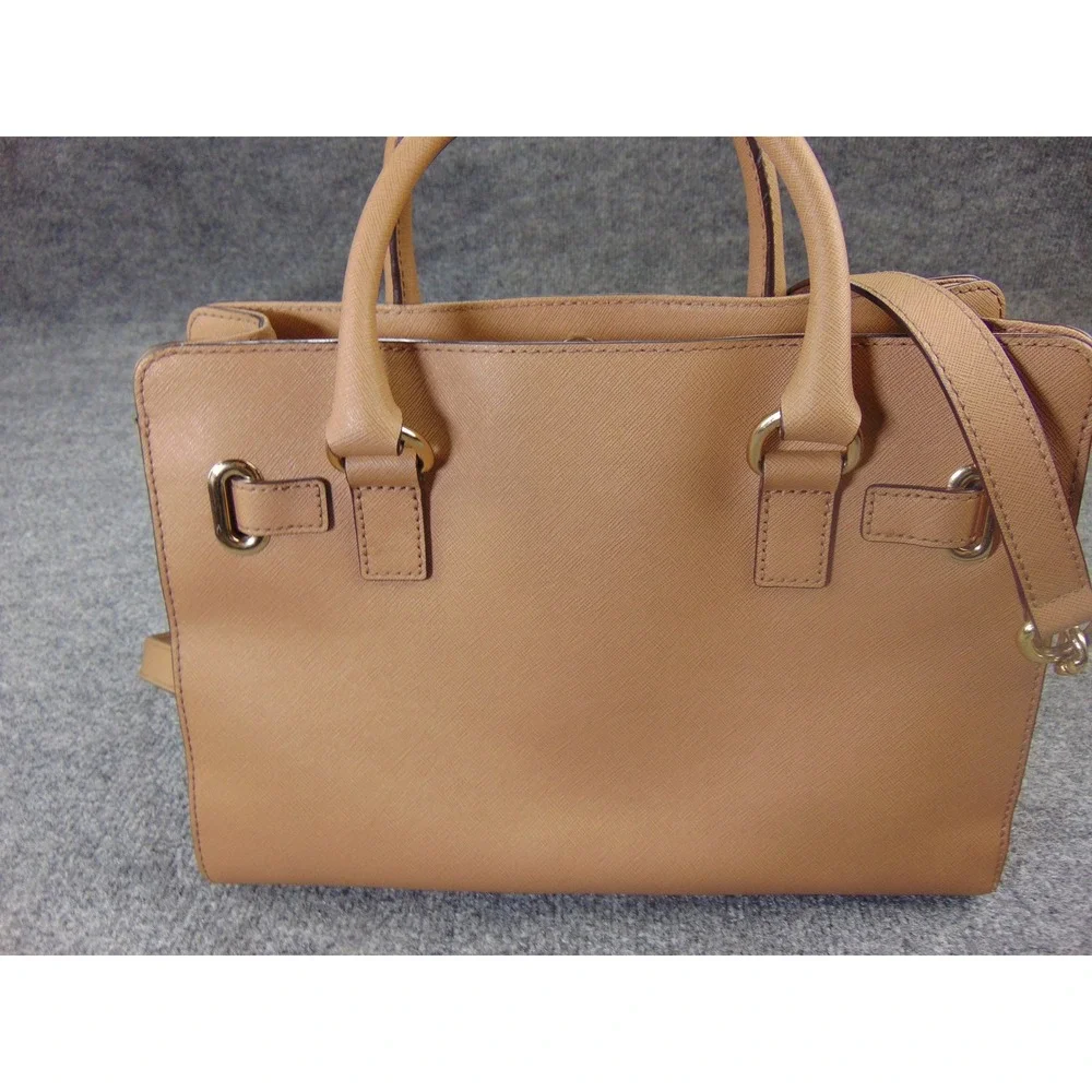 Michael Kors Hamilton Satchel Tan Brown Saffiano 38H7YHMS3L Handbag